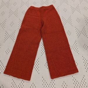 Rita Row orange sherpa cropped wide-leg pull-on pants, size M